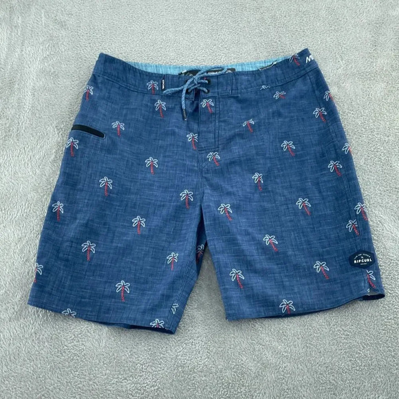 Rip Curl Mirage Mens Boardshorts Size 34 Blue Palm & Elastane 4487 - Picture 1 of 9
